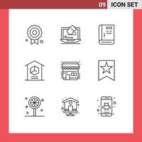 9 Universal Outline Signs Symbols of buy product contact logistic delivery Editable Vector Design Elements