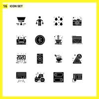 16 User Interface Solid Glyph Pack of modern Signs and Symbols of capture photography law camera edit Editable Vector Design Elements