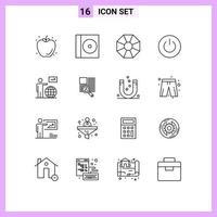 16 Universal Outline Signs Symbols of user man jewel user power Editable Vector Design Elements