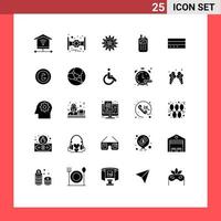 25 Thematic Vector Solid Glyphs and Editable Symbols of finance card setting business receiver Editable Vector Design Elements