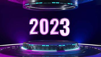 Animated number 2023 on the podium video