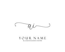 Initial AI beauty monogram and elegant logo design, handwriting logo of initial signature, wedding, fashion, floral and botanical with creative template. vector