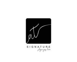 Initial AT beauty monogram and elegant logo design, handwriting logo of initial signature, wedding, fashion, floral and botanical with creative template. vector