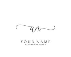 Initial AN beauty monogram and elegant logo design, handwriting logo of initial signature, wedding, fashion, floral and botanical with creative template. vector