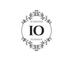 IO Initials letter Wedding monogram logos collection, hand drawn modern minimalistic and floral templates for Invitation cards, Save the Date, elegant identity for restaurant, boutique, cafe in vector