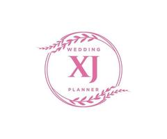 Colección de logotipos de monograma de boda con letras iniciales xj, plantillas florales y minimalistas modernas dibujadas a mano para tarjetas de invitación, guardar la fecha, identidad elegante para restaurante, boutique, café en vector