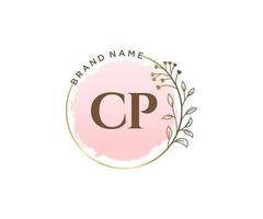 Initial CP feminine logo. Usable for Nature, Salon, Spa, Cosmetic and Beauty Logos. Flat Vector Logo Design Template Element.