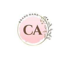 Initial CA feminine logo. Usable for Nature, Salon, Spa, Cosmetic and Beauty Logos. Flat Vector Logo Design Template Element.
