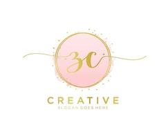 Initial ZC feminine logo. Usable for Nature, Salon, Spa, Cosmetic and Beauty Logos. Flat Vector Logo Design Template Element.