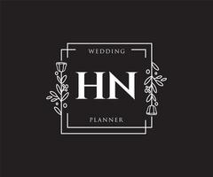 logotipo femenino inicial hn. utilizable para logotipos de naturaleza, salón, spa, cosmética y belleza. elemento de plantilla de diseño de logotipo de vector plano.