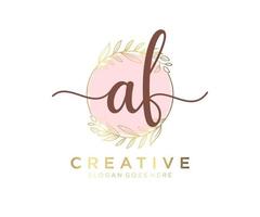 Initial AF feminine logo. Usable for Nature, Salon, Spa, Cosmetic and Beauty Logos. Flat Vector Logo Design Template Element.