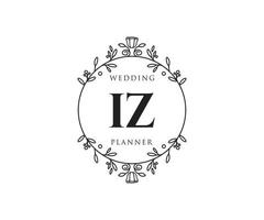 IZ Initials letter Wedding monogram logos collection, hand drawn modern minimalistic and floral templates for Invitation cards, Save the Date, elegant identity for restaurant, boutique, cafe in vector