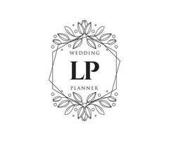 colección de logotipos de monograma de boda con letras iniciales de lp, plantillas florales y minimalistas modernas dibujadas a mano para tarjetas de invitación, guardar la fecha, identidad elegante para restaurante, boutique, café en vector