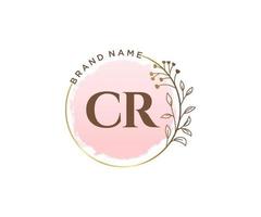 logotipo femenino cr inicial. utilizable para logotipos de naturaleza, salón, spa, cosmética y belleza. elemento de plantilla de diseño de logotipo de vector plano.