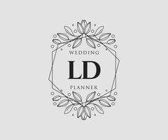 LD Initials letter Wedding monogram logos collection, hand drawn modern minimalistic and floral templates for Invitation cards, Save the Date, elegant identity for restaurant, boutique, cafe in vector