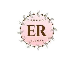 Initial ER feminine logo. Usable for Nature, Salon, Spa, Cosmetic and Beauty Logos. Flat Vector Logo Design Template Element.