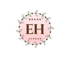 Initial EH feminine logo. Usable for Nature, Salon, Spa, Cosmetic and Beauty Logos. Flat Vector Logo Design Template Element.