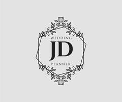 JD Initials letter Wedding monogram logos collection, hand drawn modern minimalistic and floral templates for Invitation cards, Save the Date, elegant identity for restaurant, boutique, cafe in vector