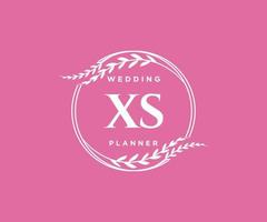 XS Initials letter Wedding monogram logos collection, hand drawn modern minimalistic and floral templates for Invitation cards, Save the Date, elegant identity for restaurant, boutique, cafe in vector