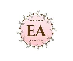 logotipo femenino inicial ea. utilizable para logotipos de naturaleza, salón, spa, cosmética y belleza. elemento de plantilla de diseño de logotipo de vector plano.