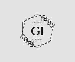 Initial GI feminine logo. Usable for Nature, Salon, Spa, Cosmetic and Beauty Logos. Flat Vector Logo Design Template Element.