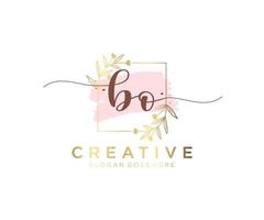 Initial BO feminine logo. Usable for Nature, Salon, Spa, Cosmetic and Beauty Logos. Flat Vector Logo Design Template Element.