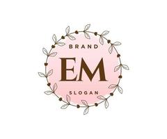 Initial EM feminine logo. Usable for Nature, Salon, Spa, Cosmetic and Beauty Logos. Flat Vector Logo Design Template Element.