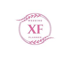 Colección de logotipos de monograma de boda con letras iniciales xf, plantillas florales y minimalistas modernas dibujadas a mano para tarjetas de invitación, guardar la fecha, identidad elegante para restaurante, boutique, café en vector