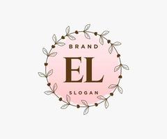 Initial EL feminine logo. Usable for Nature, Salon, Spa, Cosmetic and Beauty Logos. Flat Vector Logo Design Template Element.