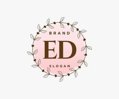 Initial ED feminine logo. Usable for Nature, Salon, Spa, Cosmetic and Beauty Logos. Flat Vector Logo Design Template Element.