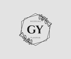 logotipo femenino inicial de gy. utilizable para logotipos de naturaleza, salón, spa, cosmética y belleza. elemento de plantilla de diseño de logotipo de vector plano.