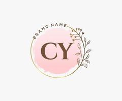 Initial CY feminine logo. Usable for Nature, Salon, Spa, Cosmetic and Beauty Logos. Flat Vector Logo Design Template Element.