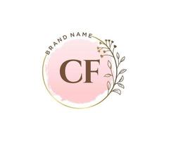Initial CF feminine logo. Usable for Nature, Salon, Spa, Cosmetic and Beauty Logos. Flat Vector Logo Design Template Element.