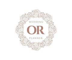 o colección de logotipos de monograma de boda con letras iniciales, plantillas florales y minimalistas modernas dibujadas a mano para tarjetas de invitación, guardar la fecha, identidad elegante para restaurante, boutique, café en vector