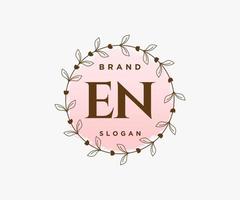 Initial EN feminine logo. Usable for Nature, Salon, Spa, Cosmetic and Beauty Logos. Flat Vector Logo Design Template Element.