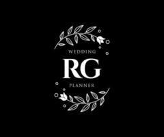 colección de logotipos de monograma de boda con letras iniciales rg, plantillas florales y minimalistas modernas dibujadas a mano para tarjetas de invitación, guardar la fecha, identidad elegante para restaurante, boutique, café en vector