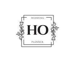 Initial HO feminine logo. Usable for Nature, Salon, Spa, Cosmetic and Beauty Logos. Flat Vector Logo Design Template Element.