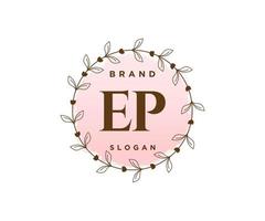 Initial EP feminine logo. Usable for Nature, Salon, Spa, Cosmetic and Beauty Logos. Flat Vector Logo Design Template Element.