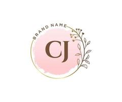 Initial CJ feminine logo. Usable for Nature, Salon, Spa, Cosmetic and Beauty Logos. Flat Vector Logo Design Template Element.