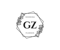 Initial GZ feminine logo. Usable for Nature, Salon, Spa, Cosmetic and Beauty Logos. Flat Vector Logo Design Template Element.