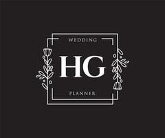 logotipo femenino hg inicial. utilizable para logotipos de naturaleza, salón, spa, cosmética y belleza. elemento de plantilla de diseño de logotipo de vector plano.