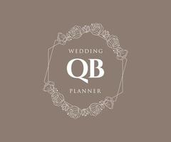 colección de logotipos de monogramas de boda con letras iniciales qb, plantillas florales y minimalistas modernas dibujadas a mano para tarjetas de invitación, guardar la fecha, identidad elegante para restaurante, boutique, café en vector