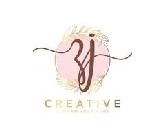 Initial ZJ feminine logo. Usable for Nature, Salon, Spa, Cosmetic and Beauty Logos. Flat Vector Logo Design Template Element.