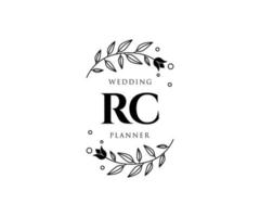 colección de logotipos de monograma de boda con letras iniciales rc, plantillas florales y minimalistas modernas dibujadas a mano para tarjetas de invitación, guardar la fecha, identidad elegante para restaurante, boutique, café en vector