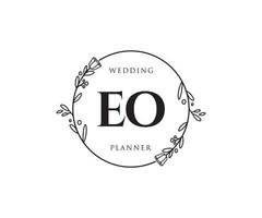 Initial EO feminine logo. Usable for Nature, Salon, Spa, Cosmetic and Beauty Logos. Flat Vector Logo Design Template Element.