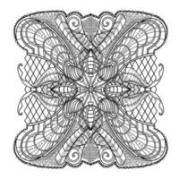 square mandala with abstract linear flower ornaments drawn on a white background for coloring, vector, mandala vector