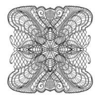 square mandala with abstract linear flower ornaments drawn on a white background for coloring, vector, mandala vector