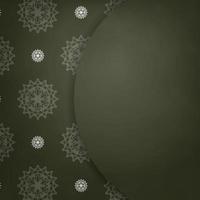 Dark green card with abstract white ornament for your design. vector