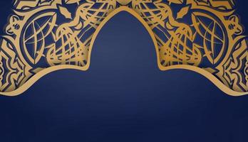 Dark blue background with indian gold pattern for design under your text vector