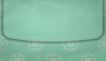 Baner of mint color with mandala white pattern for design under your text vector